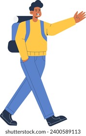 Un hombre que se prepara para empezar una ilustración de viaje