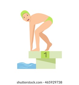 Man Getting Ready For A Swim In Pool