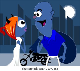 man and ghost at night	