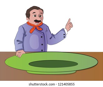 Man with Giant Mexican Hat, vector illustration
