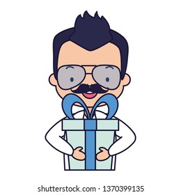 man with gift box