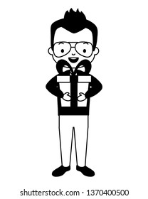 man with gift box
