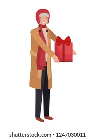 man with gift box avatar character