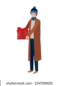 man with gift box avatar character