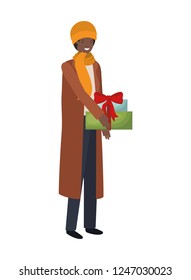 man with gift box avatar character