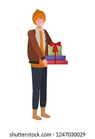 man with gift box avatar character