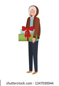 man with gift box avatar character