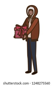 man with gift box avatar character