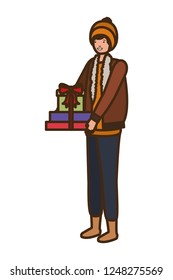 man with gift box avatar character