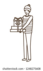 man with gift box avatar character