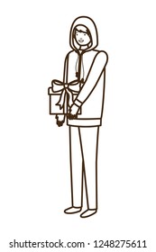 man with gift box avatar character