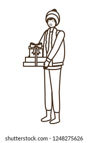 man with gift box avatar character