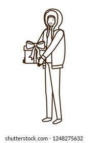 man with gift box avatar character