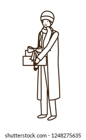 man with gift box avatar character