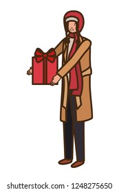 man with gift box avatar character