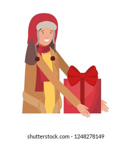 man with gift box avatar character