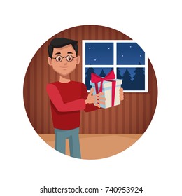 Man with gift in christmas