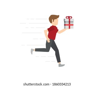 The man with gifts. gift and christmas concept.
