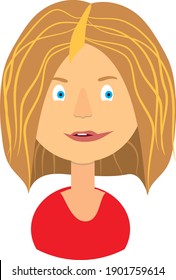 man, a girl with blond hair in a red blouse, a young beautiful girl with a bob hairstyle