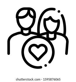 Man And Girl And Heart Icon Vector. Outline Man And Girl And Heart Sign. Isolated Contour Symbol Illustration