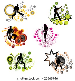 man and girl, music element, vector