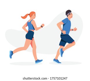 Man and Girl Running Vector illustration