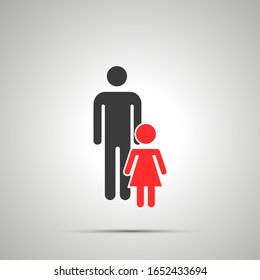 Man with girl silhouette, simple black icon with shadow