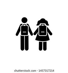 Man girl students classmates pictogram icon