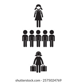 Man girl students classmates pictogram icon silhouette vector.