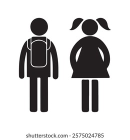 Man girl students classmates pictogram icon silhouette vector.