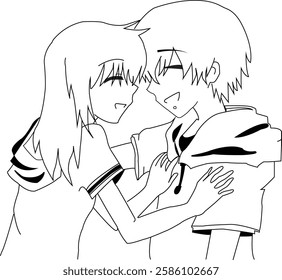 man and girl tracing image romantic couple hug each other  vector tracing image cartoon