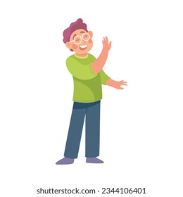 Man Give High Five Having Bright Idea and Finding Smart Solution Cheering Vector Illustration