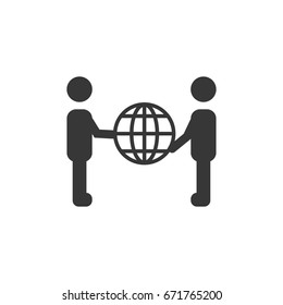The man gives the man globe. Icon on white background