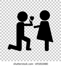 The man gives the woman flowers.  Vector icon