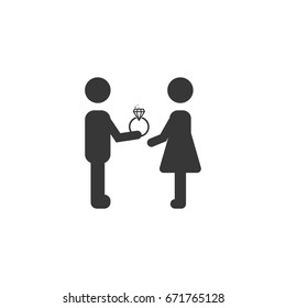 The man gives the woman ring. Icon on white background