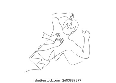 Man giving back massage. Getting a massage or facial concept one-line drawing