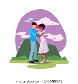 man giving bouquet flower a woman