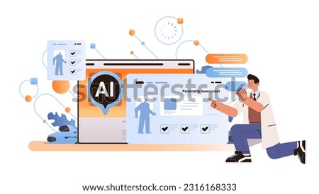 man giving check on checkbox in achievement list with ai helper bot personality assessment generation work improvement
