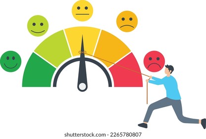 Man giving dissatisfied review, Dissatisfaction, dislike or negative feedback, angry customer or dissatisfied employee, angry review, wrong rating or complaint concept