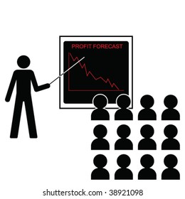 Man giving economic forecast falling profit margins