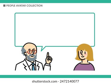 A man giving an explanation. speech bubble.