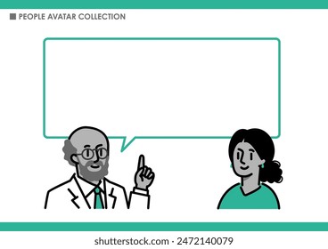 A man giving an explanation. speech bubble.