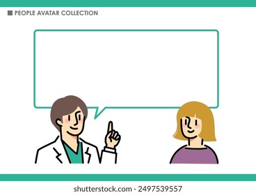 A man giving an explanation. speech bubble.
