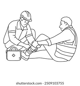 Man giving first aid to victim