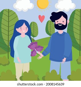 man giving flower to his girlfriend