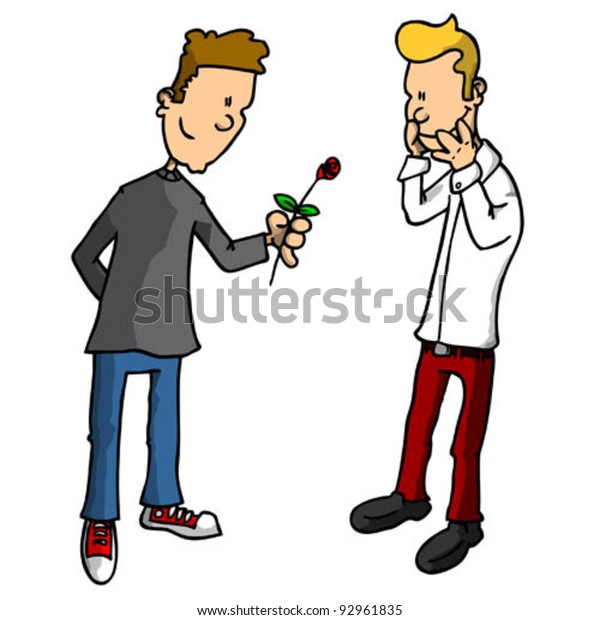 Man Giving Man Flower Vector Stock Vector (Royalty Free) 92961835