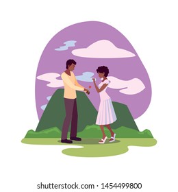 man giving flower a woman romantic