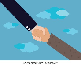 a man giving a friendly helping hand . vector illustration.