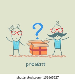 man giving a gift to a girl