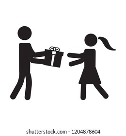 Man giving gift to a woman icon. Vector.